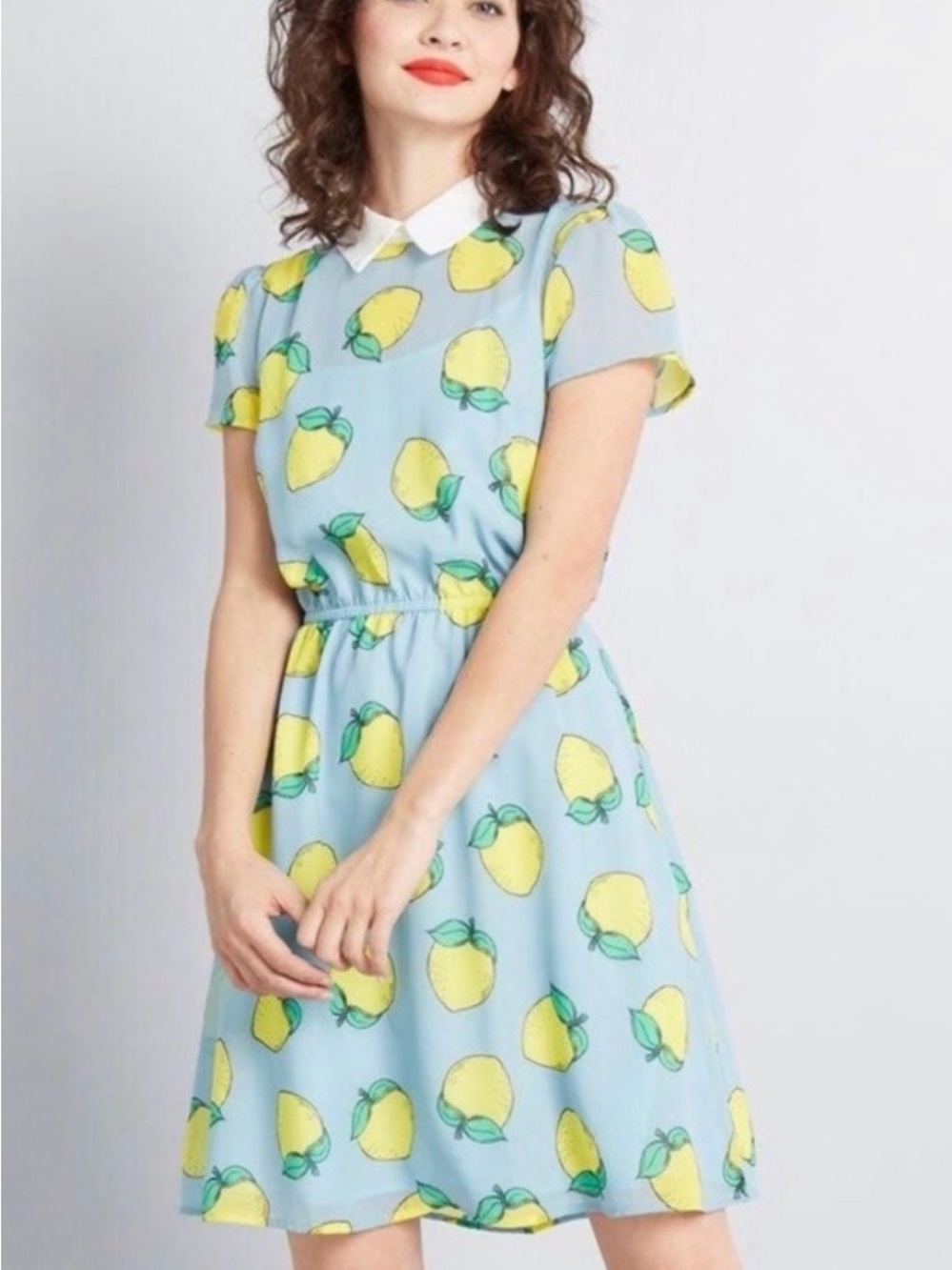 ModCloth lemon sheer Peter Pan collar dress